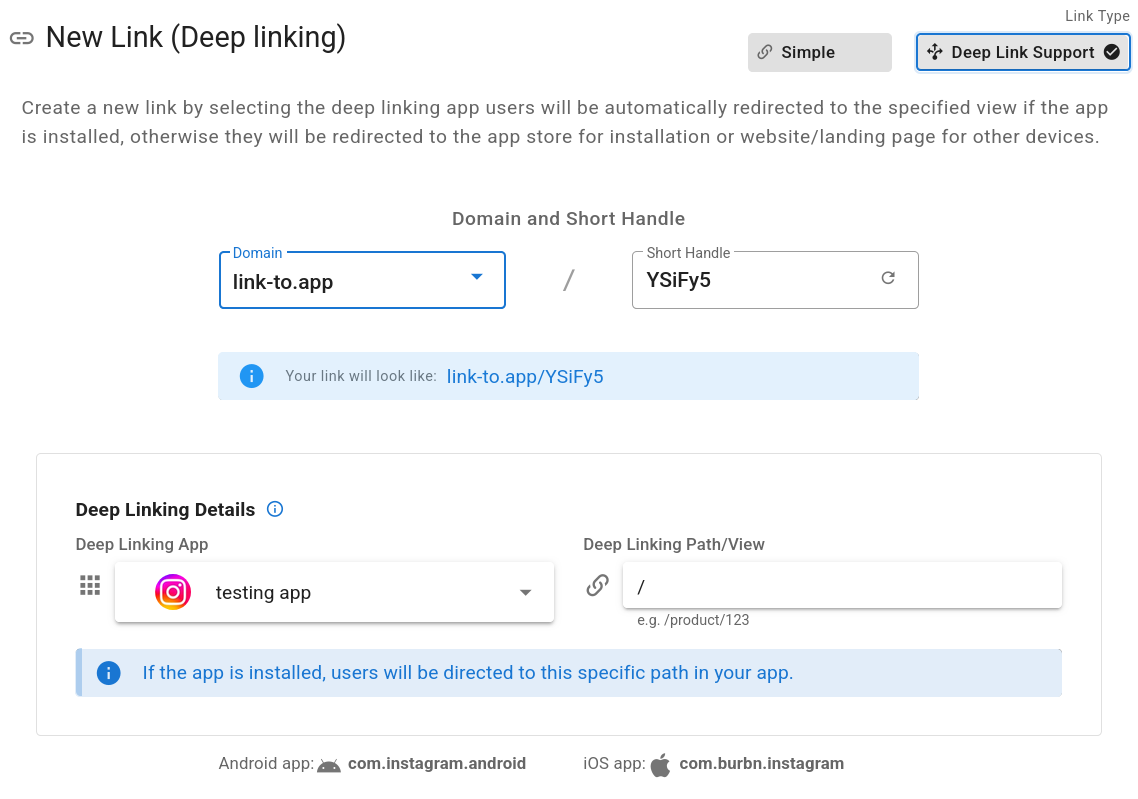 Create a new link